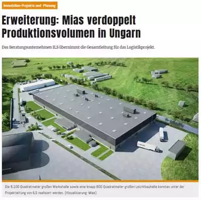 Erweiterung: Mias verdoppelt Produktionsvolumen in Ungarn